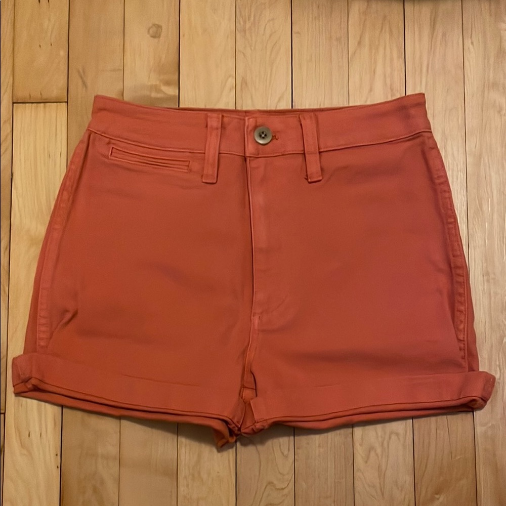 Madewell Orange High Waist Shorts with Structured Design